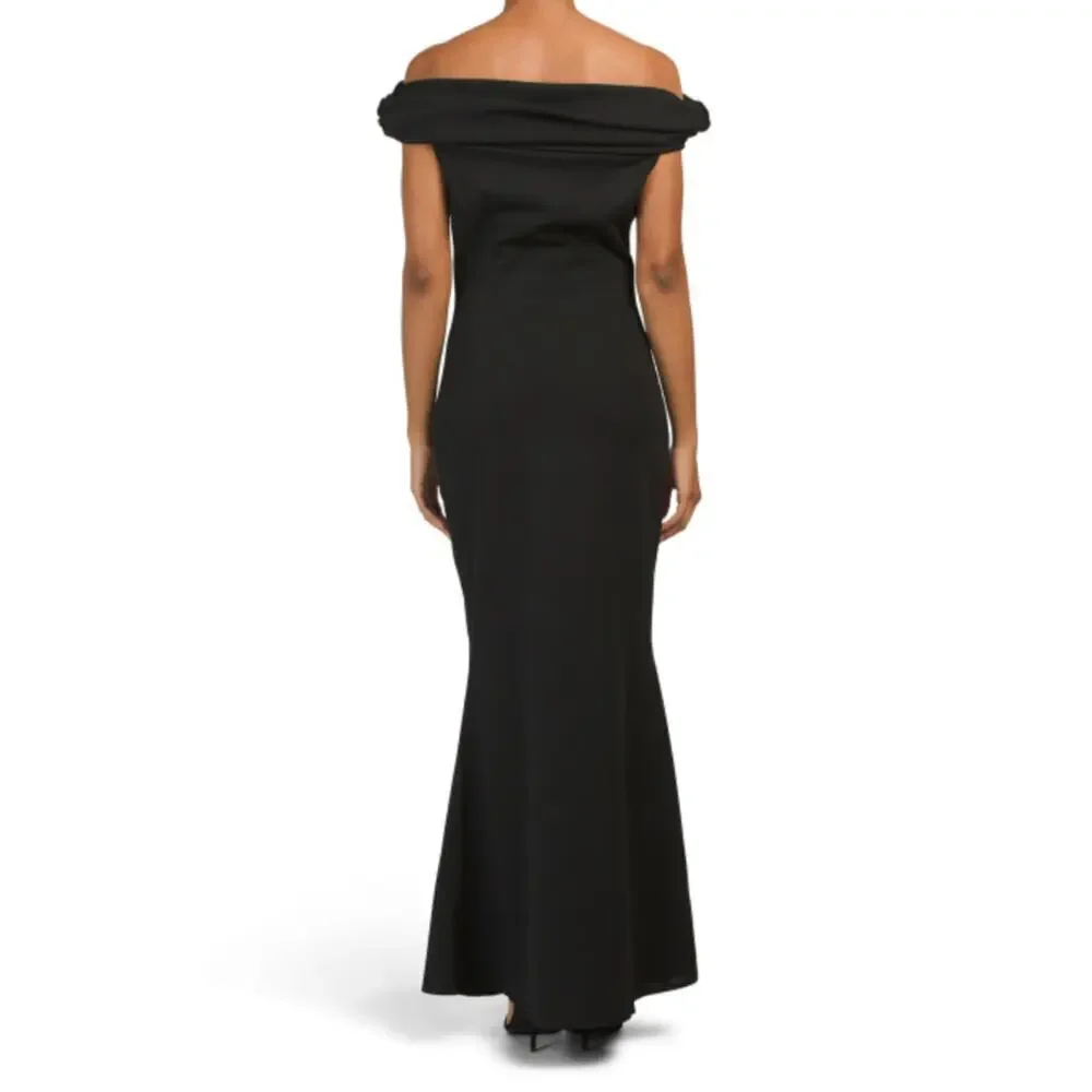 New CARLA CONTI Women's Italy Off The Shoulder Front Slit Gown Maxi Dress